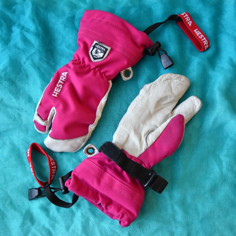 Hestra Army Leather Heli Ski Glove/Mitten - 3-finger - Fuchsia